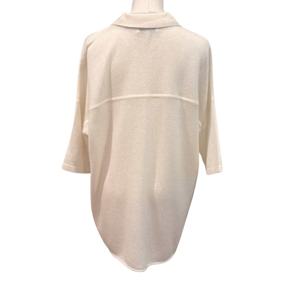 NEW NakedCashmere Ecru Rue Button-Up Cashmere Top Cream White Shirt - Picture 10 of 14